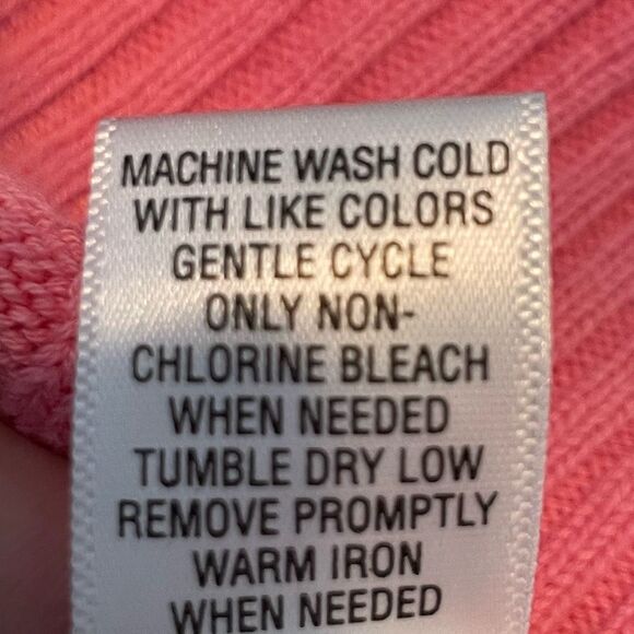 Vintage Merona Cable Knit Sweater Bright Pink Cotton Crewneck Long Sleeve M - Picture 5 of 5